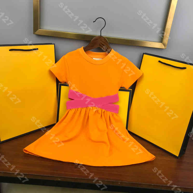 

casual baby Girls shirt dress cross sloppy waist cotton skirt luxury Princess party dresses fashion summer skirts web logo fe..di brand designer kids clothes album