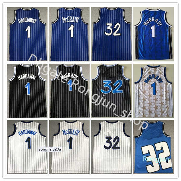 

Mitchell and Ness Retro 03-04 Basketball Tracy 1 McGrady Jerseys Stitched Penny 93-94 Hardaway Jersey White Black Blue Stripe Vintage 94-95''nba''jersey