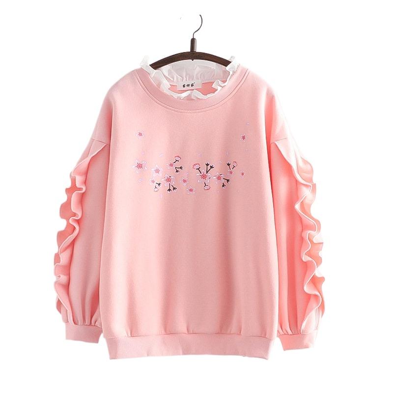 

Women's Hoodies & Sweatshirts Harajuku Loose Casual O-neck Patchwork Women's Pink Print Long Sleeved Tracksuit Pullover Top 24755Women's