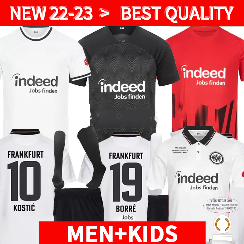 

22/23 Eintracht Frankfurt Soccer Jerseys 2022 2023 Football Shirt M.GOTZE KOSTIC SOW KLAMMERS HINTEREGGER KAMADA BORRE RODE ACHE MAN Football Uniform men kids kit, Black