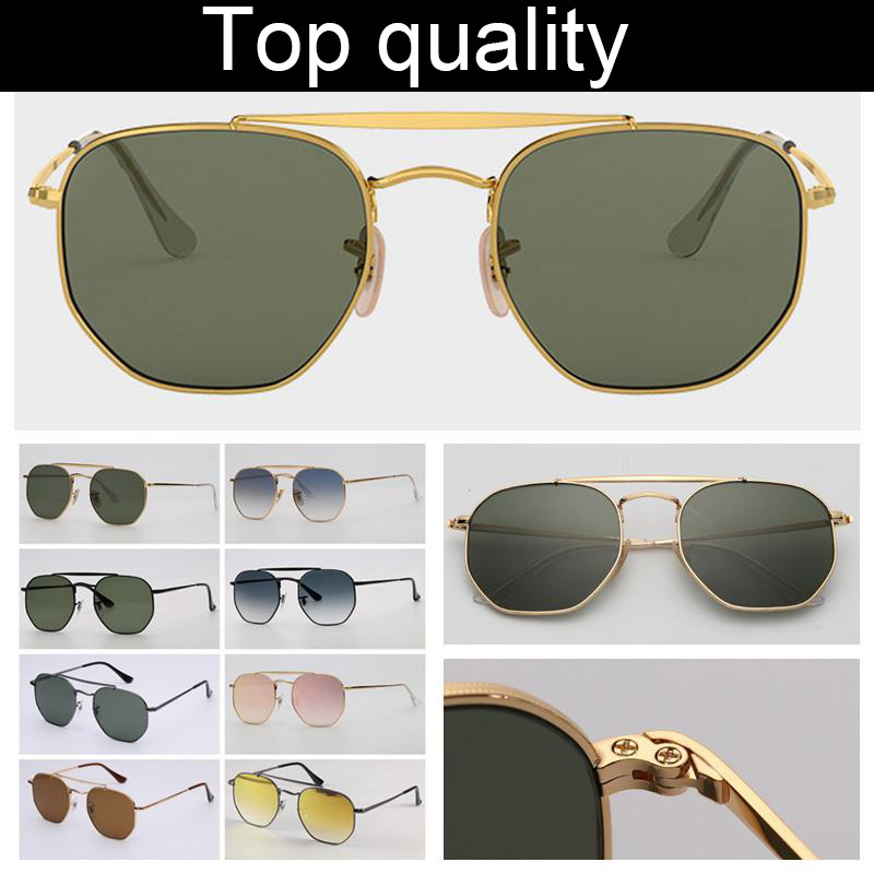 

3648 top quality square frame sunglasses men women real glass lenses fashion male sun glasses with leather case and all retailing package