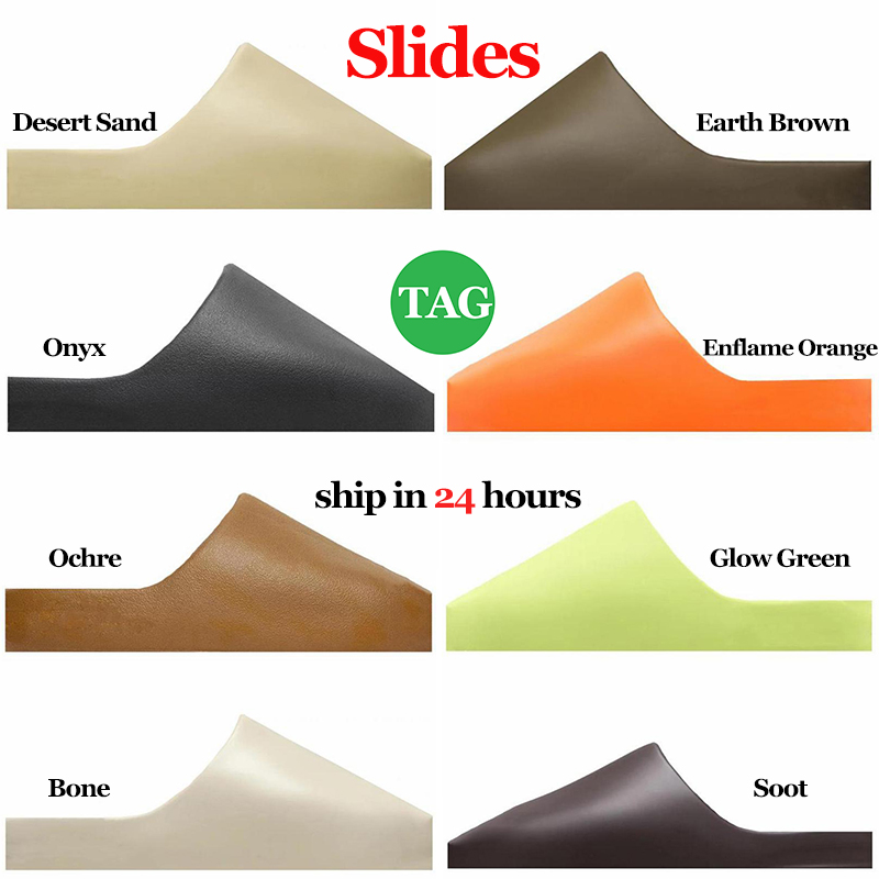 

slippers designer slides for mens womens slide sandals Desert Sand Earth Brown Bone Glow Green Resin Mineral Blue trainers big size 36-47, Item #19