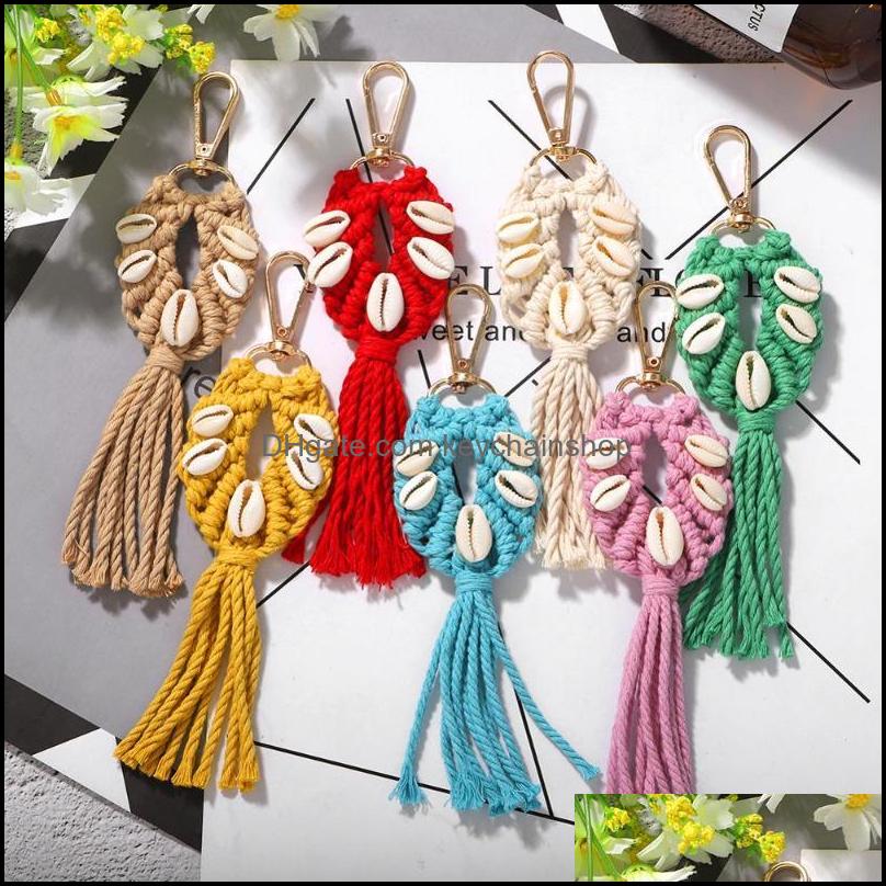 

Keychains Fashion Accessories Dvacaman Summer Shell Beads Keychain Handmade Woven Wholesale Drop Car Bag Home Ke Dhyq3