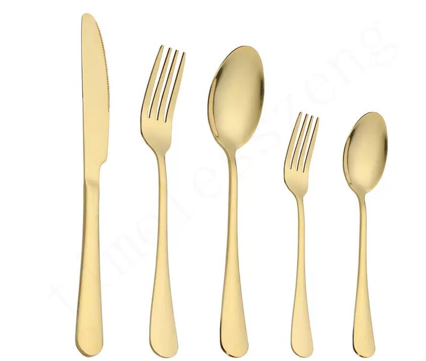 

Flatware Sets Gold silver stainless steel food grade silverware cutlery set utensils include knife fork spoon teaspoon SJS11