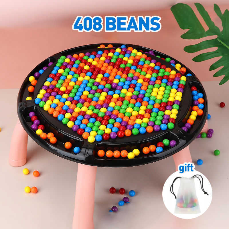 Rainbow Ball Matching Colorful Fun Puzzle Chess Table Board Game With 80pcs Colored Beads Intelligent Brain Educational Toy-image-760789198