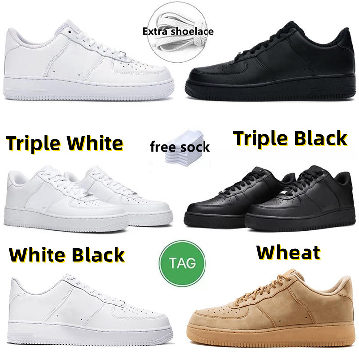 

OG 1 Low mens running shoes Triple White Classic black wheat platform breathable chaussures women trainers outdoor sports sneakers Jogging walking Discount shoe, Pay for box