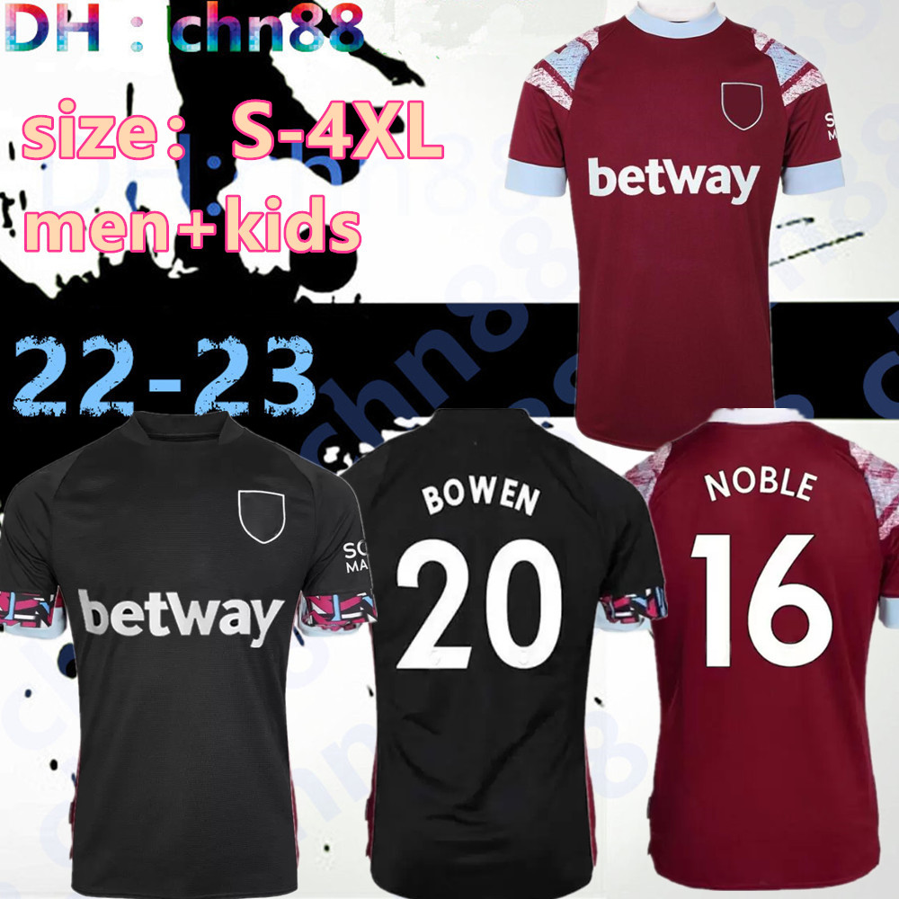 

S-4XL West 22 23 Ham Home soccer jerseys 2022 2023 third LANZINI ANTONIO FORNALS RICE football shirt YARMOLENKO BOWEN LINGARD Haller Wested Jersey Men Kids Kit full, 22-23 away