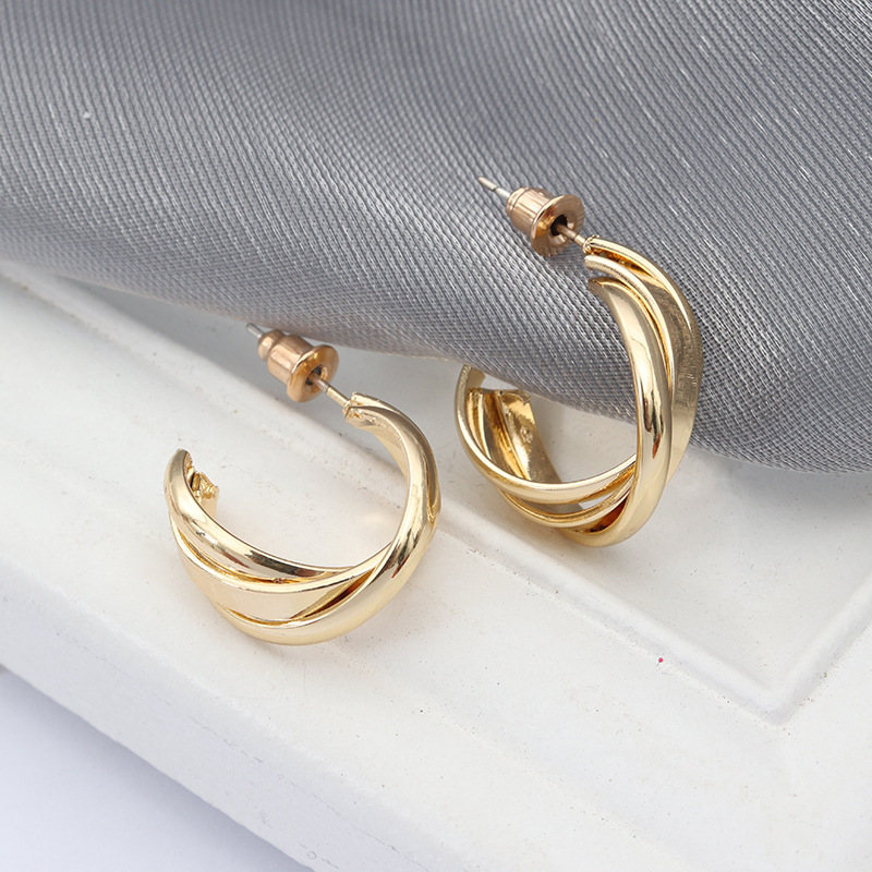 

Spiral Multilayer Round Hoop Earrings for Women Fashion Cross Twist C Shaped Simple Smooth Metal Small Jewelry Gift 220716