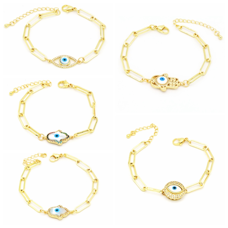 Cool Gold Plated Evil Eye Charm Bracelet Bangle for Women Gift