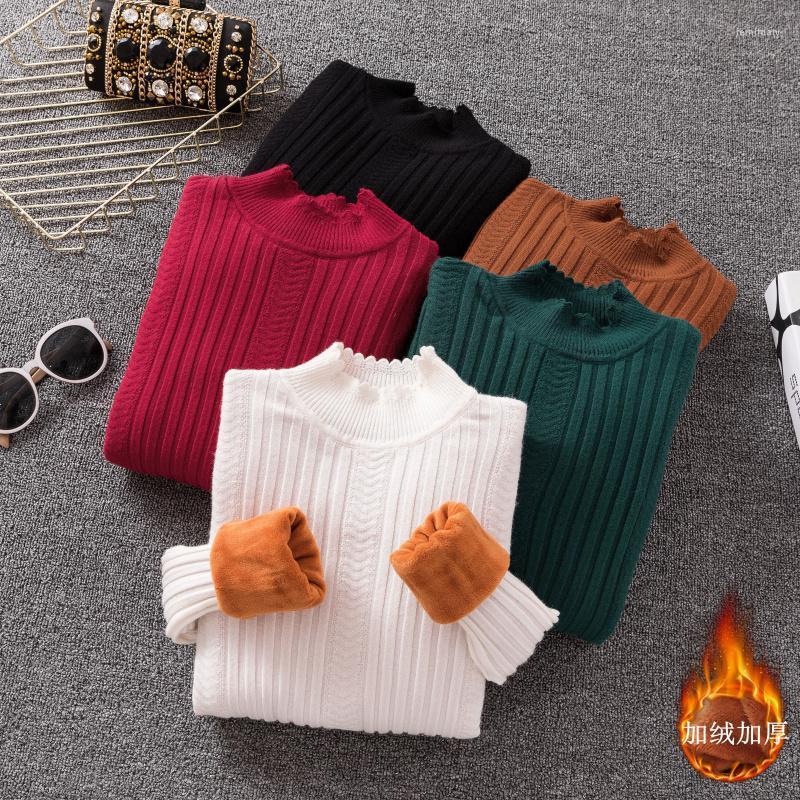 

Women's Sweaters 2022 Fashion Knitwear Plus Velvet Thick Sweater Female High Collar Korean Version Of The Loose Hedging Jemi22