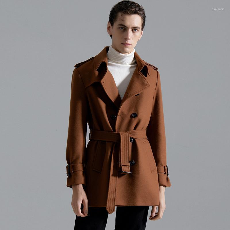 

Men' Wool & Blends Youth Trend Woolen Coat Mid-length Winter 2022 Style Handsome Camel Trenchcoat Male Causal Outwear Fran22, Dark grey