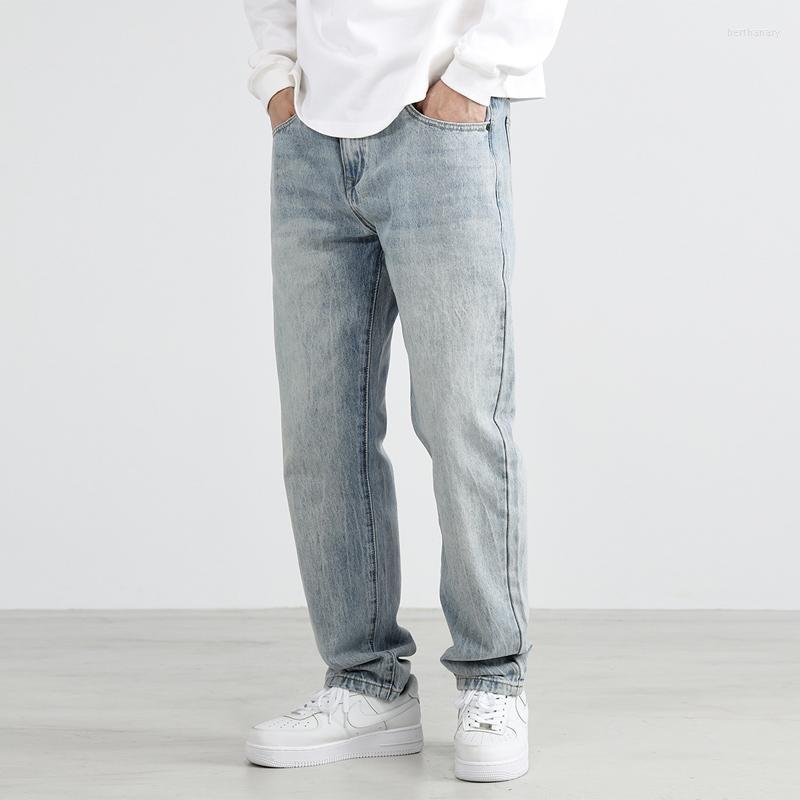 

Men's Jeans Korean Style Fashion Men Retro Light Blue Straight Fit Casual Wide Leg Denim Pants Hombre Vintage Designer Loose MenMen's Bert22
