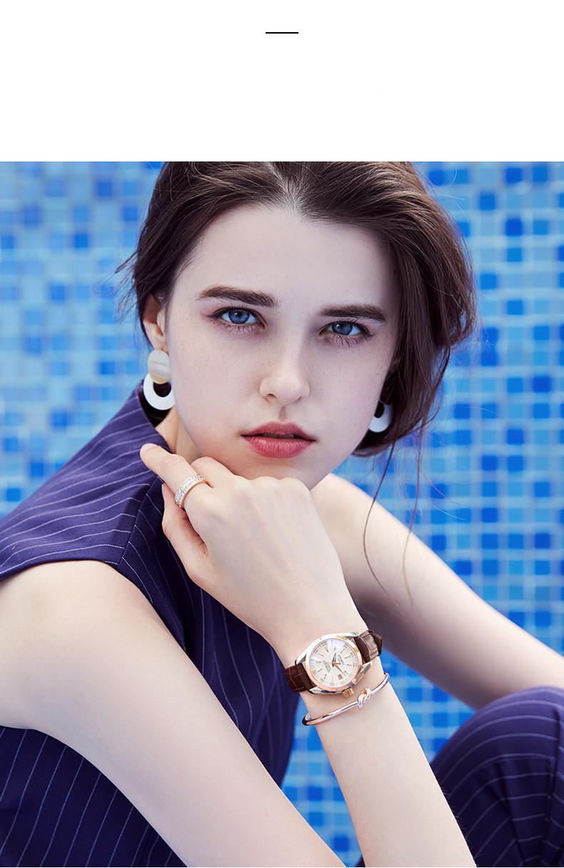 

Wristwatches Luxury Women's Watches Skeleton Upscale Timepiece Beautiful Steel Wrist Lift Waterproof Ladies Mechanical WatchesWristwatch, White leather strap