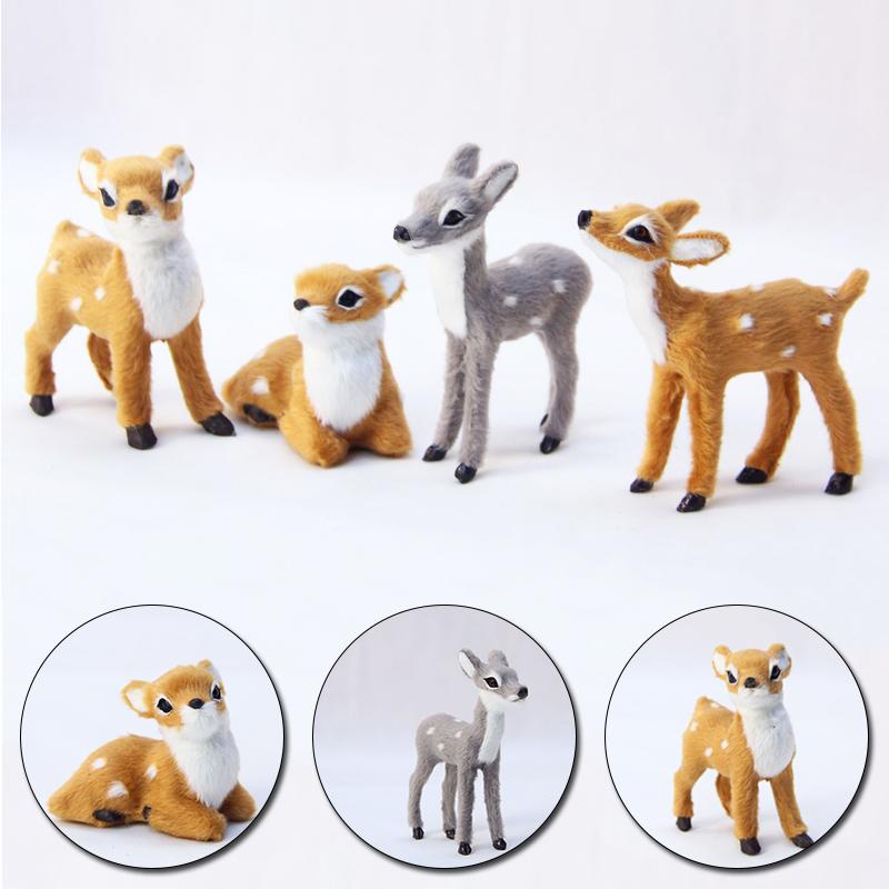 

Decorative Objects & Figurines Simulation Plush Plastic Christmas Mini Deer Fairy Garden Miniatures Prop Animal Model Figurine Window Displa