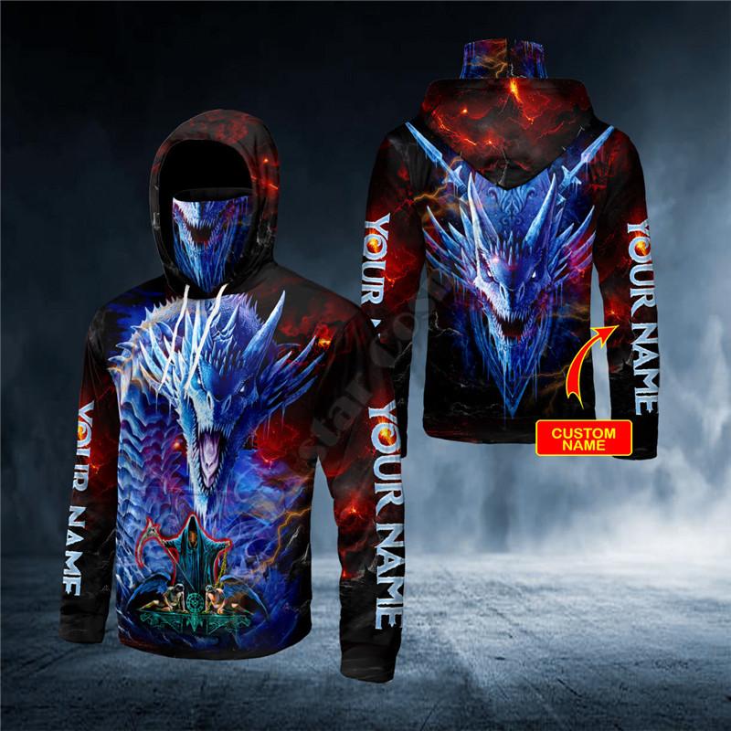 

Men's Hoodies & Sweatshirts Blue Dragon Behind Grim Reaper Custom You Name 3D Printed Bandana Hoodie US Size Women For Men Casual Pullover M