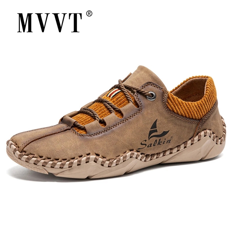 

Handmade Leather Shoes Men Casual Sneakers Driving Loafers Moccasins Tooling Footwear 220614, Brown