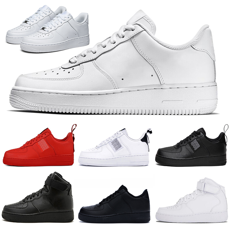 

platform shoe airforce 1 low forces air one men women casual shoes af1 1s classic Triple White Utility Black Red mens womens trainers outdoor sports sneakers 36-45, Triple black low