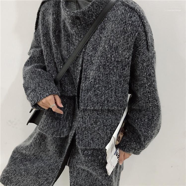 

Men's Wool & Blends Autumn And Winter 2022 Korean Lazy Wind Loose Thickened Long March Temperament Women's Coat1 Viol22, Black