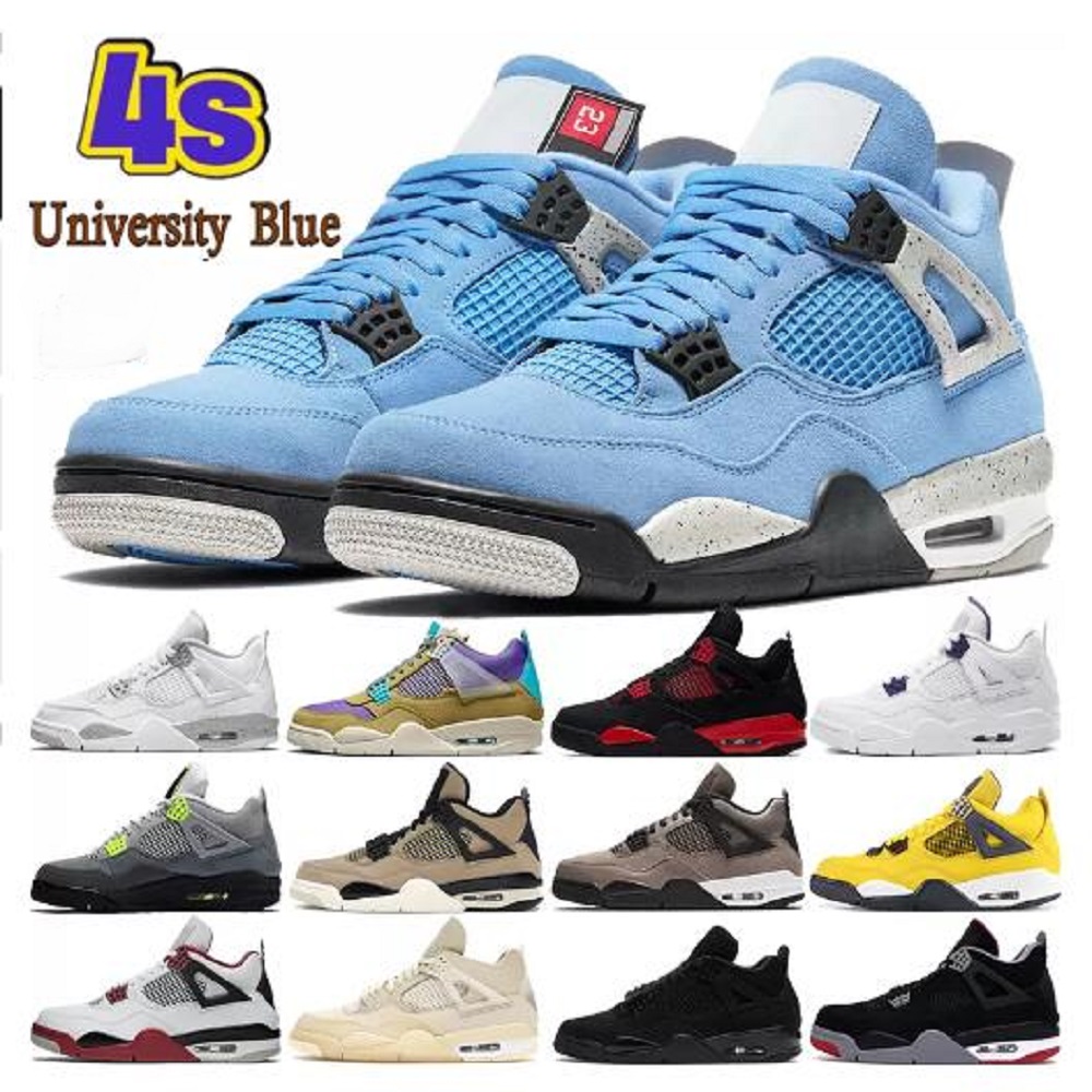 

Man University Blue 4 4s mens basketball shoes white oreo cool grey metallic purple black cat bred shimmer cactus jack Infrared men women sneakers US 5.5-13, # 35