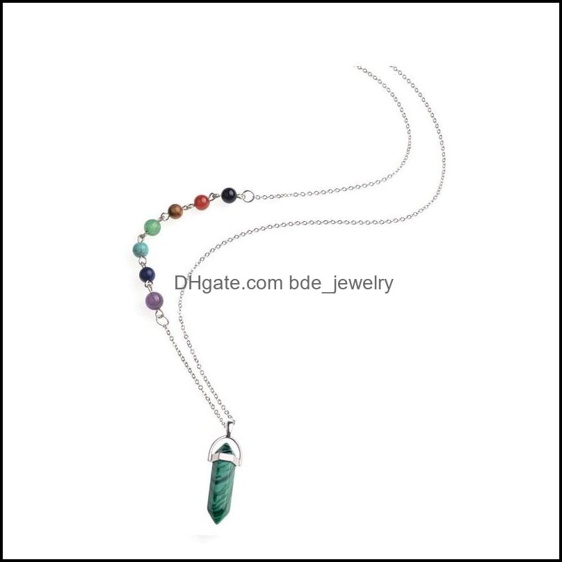 

Pendant Necklaces Chakra Necklace Hexagonal Prism Stone Quartz Crystal Agates Turquoises Malachite For Women Accessories D Bdejewelry Dh9Lq