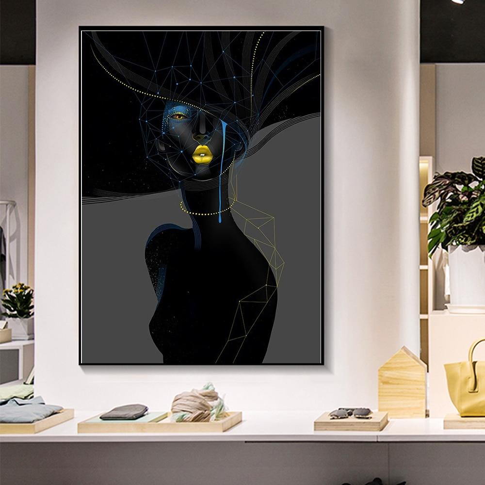 

Abstract Nude Women Gold lips Eyes Oil Painting on Canvas Cuadros Posters and Prints Scandinavian Wall Picture for Living Room