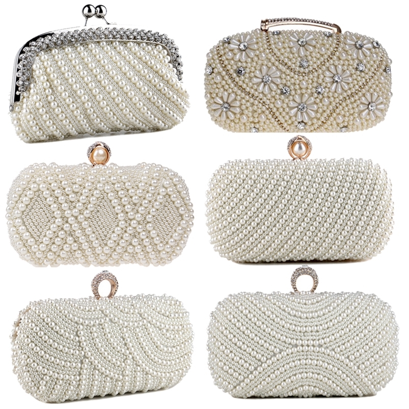 

Beading Wedding Clutch Evening Bags Rhinestones Pearl Handbags With Chain Shoulder Metal Party Purse Diamonds Holder 220527, Ym1004pearl white