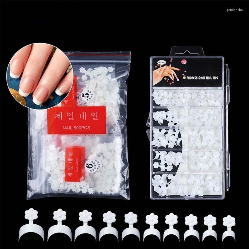 

False Nails 100/500pcs Manicure Stretching Nail Piece French Plum Blossom Faux Crescent Moon Side Art Prud22, 100pcs