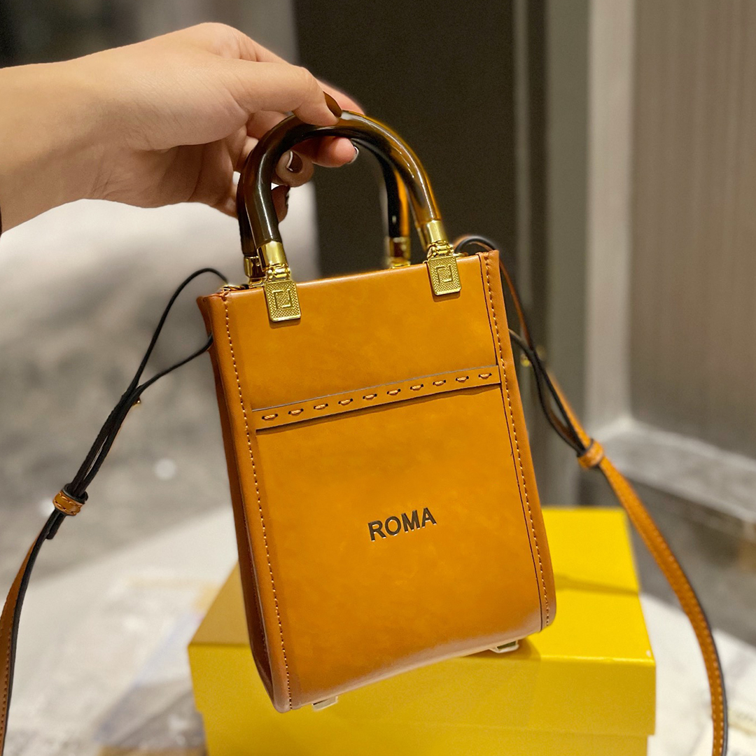 

Italy Roma Brand Classic Mini Sunshine Handbags Lady Bags High Quality Genuine Leather Totes Fashion Bestselling Women Shoulder Bag Luxury Designers Bag 13*18 CM, Black