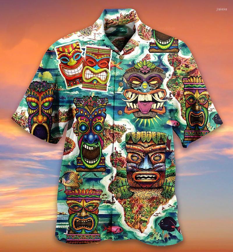 

Men's Dress Shirts Hawaiian Men Short Sleeve Shirt Retro Style Casual Street Wear 3d Death Head Summer 2022Men's, Cxzh-20220618-2