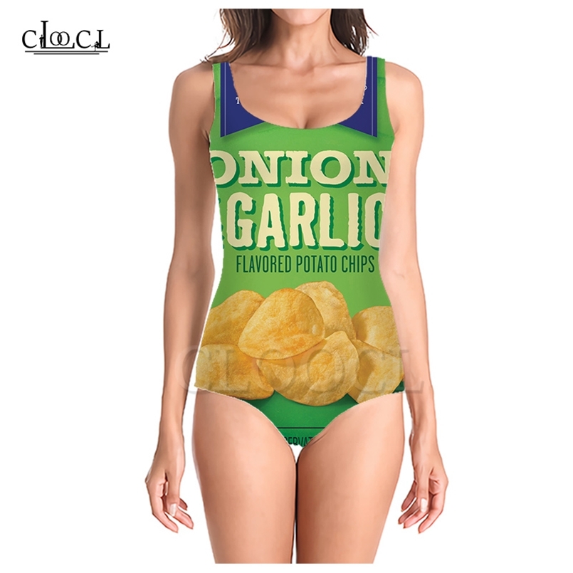 

Summer Delicious Potato Chips Food 3D Print Onepiece Swimsuit Women Swimming Bathing Suit Sleeveless Slim Sexy Girl 220617, One-piece swimsuit 1
