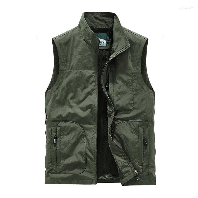

Men's Vests Lightweight Quick-drying Vest Spring Summer Multi-bag Tooling Waistcoat Mountaineering Pojournalist Brand Stra22, Grey