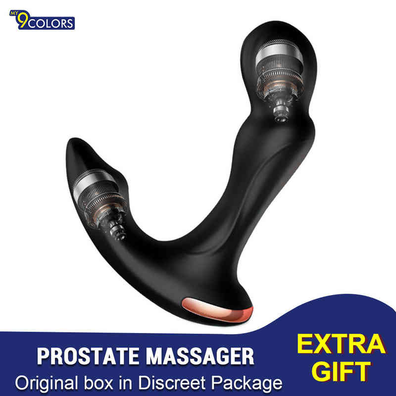 toySex Toys For Men Prostate Massager Vibrator Butt Plug Anal Tail Rotating Wireless Remote USB Charging Adult Products For Male Q0508