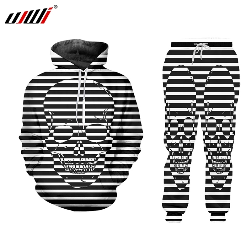 

UJIW Men's Tracksuit Spring Autumn Custom Striped Skull Tracksuit Casual Two Piece Set Men's Sports Suit Men Sets Large Size 220615, Swpa70262