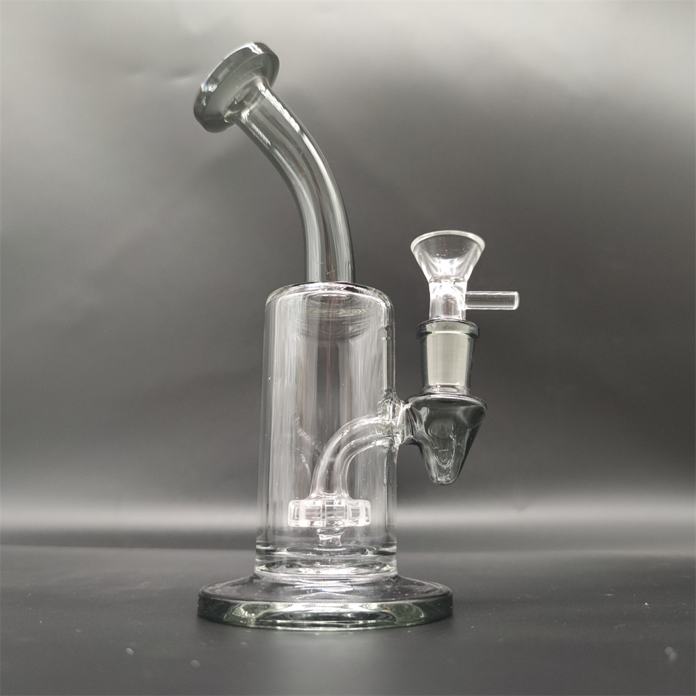 

7 Inches Gray Glass Bong Recycler Glass Water Bong Pipes Joint Tobacco Hookah 14mm Bowl Local Warehouse