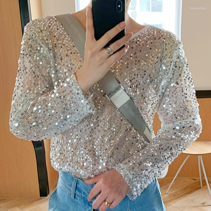 

Men's T-Shirts Men Long Sleeve Sequin Shining Loose Casual T-shirt Streetwear Hip Hop Punk Gothic Tees Shirts Stage Clothing Sunscreen T-shi, Black