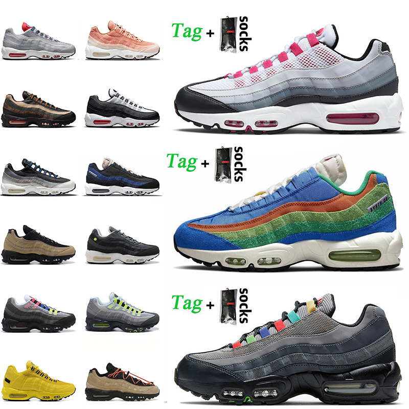 

With Socks Airsmax Max 95 Cushion Running Shoes For Women Mens Airmx 95s Hot Pink Light Photo Cork Navy Blue Greedy Triple White Black Jogging Sports Trainers Sneakers, B43 40-46