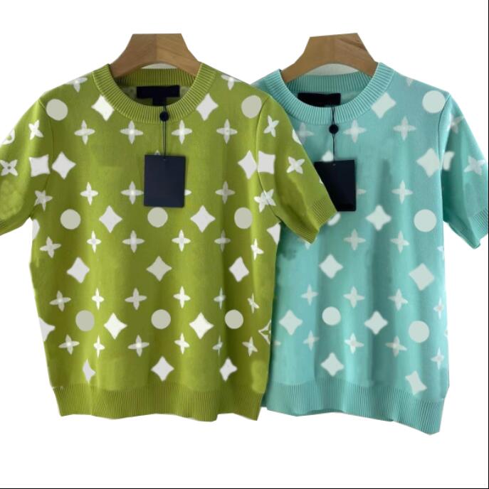 

Spring 2022ss Fashion Womens knits wear designer high-end green blue high quality short sleeve luxury women' top