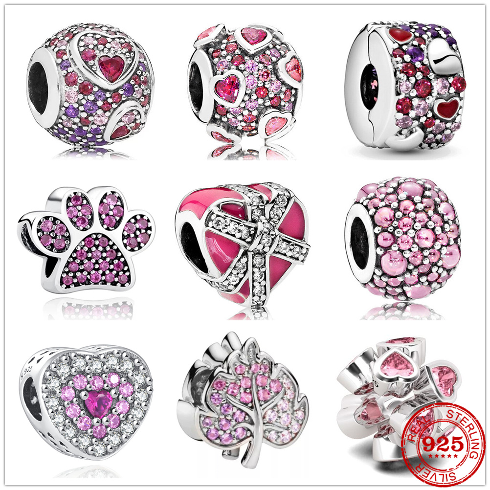 925 argent sterling enrôle charme rose mon coeur bat pour vous les perles d'amour fit pandora charmes bracelet bricolage bijoux accessoires