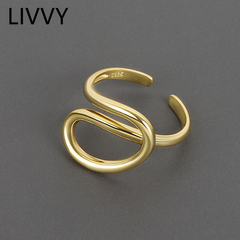 

LIVVY Silver Color Simple Irregular Hollow Geometric Twisted Winding Rings Female Fashion Unique Design Adjustable Jewelry 220716