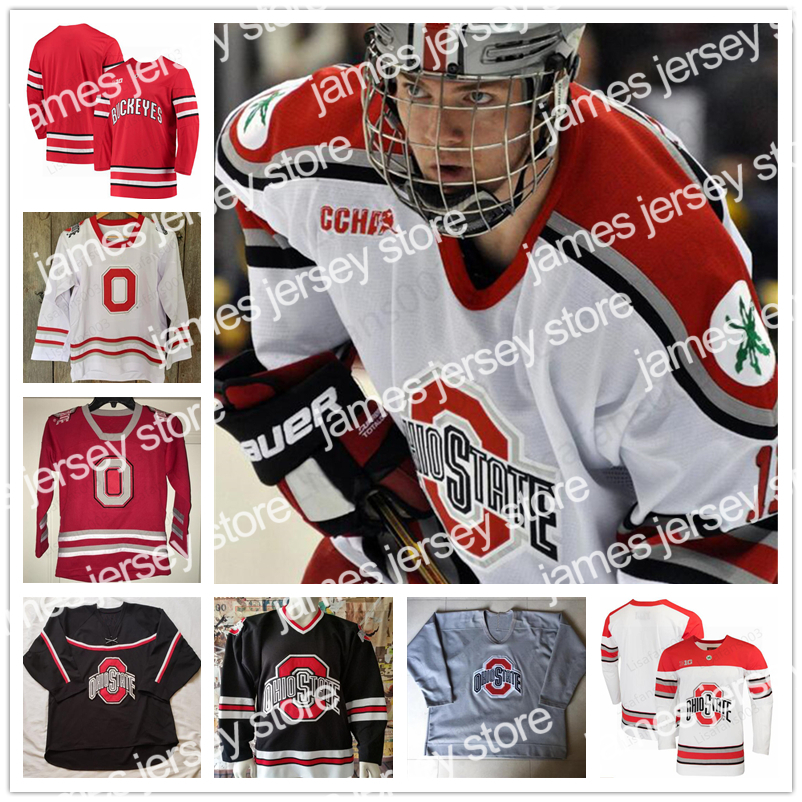 

College Hockey Wears Custom Ohio State Buckeyes Hockey stitched Jerseys Big Ten mens women youth Any Number Name MASON JOBST DAKOTA JOSHUA MIGUEL FIDLER, White