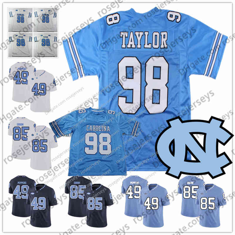 

UNC North Carolina Tar Heels #98 Lawrence Taylor 49 Julius Peppers 85 Eric Ebron 10 Mitchell Trubisky Retired Vintage Football Jersey 4XL, Navy blue