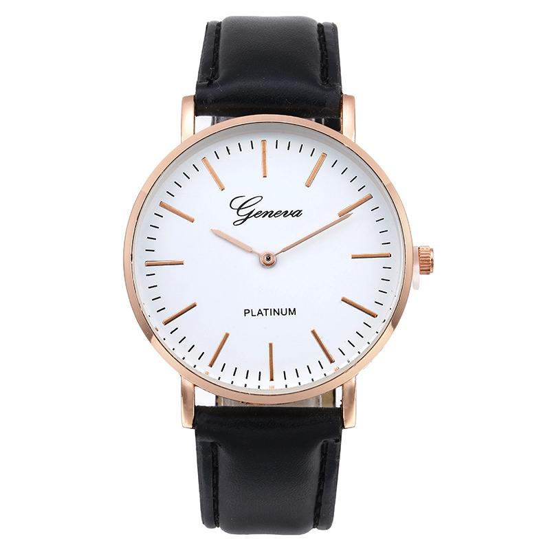 

Wristwatches Watch Fashion Leather Quartz Men Women Watches Top Brand Geneva Luxury Casual Business Clock Man Ladies Hombre, Brown golden