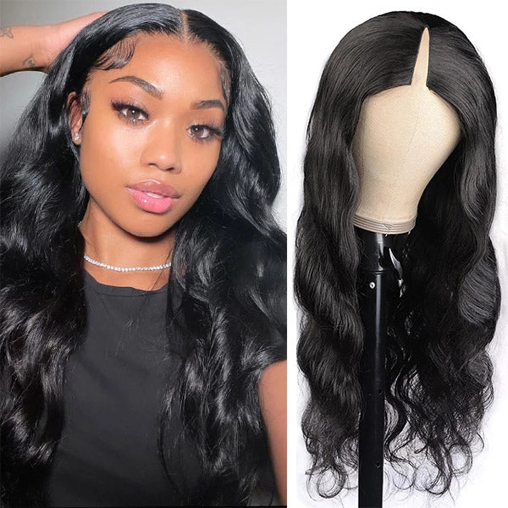 

Glueless V Part Wig Afro Kinky Curly Wig Beginner Friendly Natural Scalp Thick 100% Human Hair Upgrade U parts Wigs Long Body Wave, As picture color