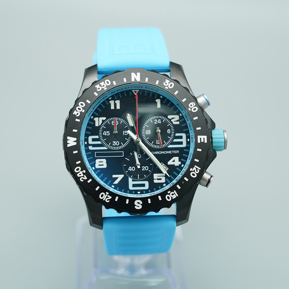 

Men's Watch Japan Quartz Endurance Pro Avenger Chronograph 44mm Watches Blue Rubber 1884 Men Watches Hardex Glass Wristwatches