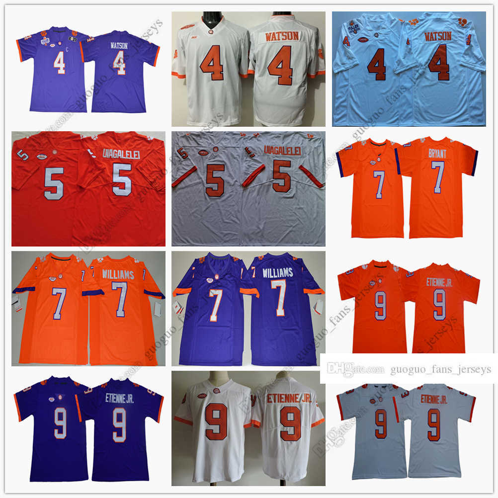 

NCAA Clemson Tigers Football Jersey 4 Deshaun Watson 5 DJ Uiagalelei 7 Austin Bryant 9 Travis Etienne Jr. High Quality Jersey Size --XXXL0101, As picture