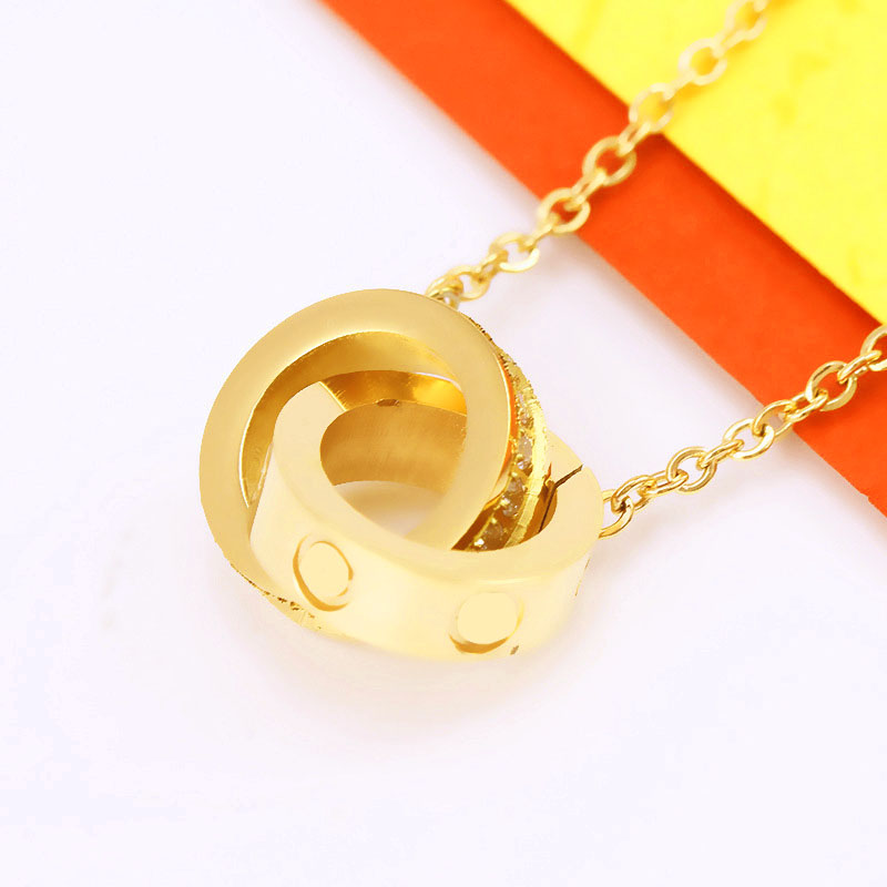 

Ring Pendant Necklace Women Stainless Steel Couple Circle Jewelry on The Neck Fashion Valentine Day Gifts Wholesale