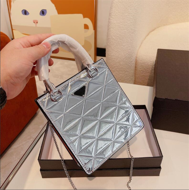 

Mini Women Silver Chain Bags Designer Crossbody Shoulder Phone Bag Leather Fashion Lady Tiny Purses Triangle Sequin Cute Evening Chains Cross Body High Quality, Other
