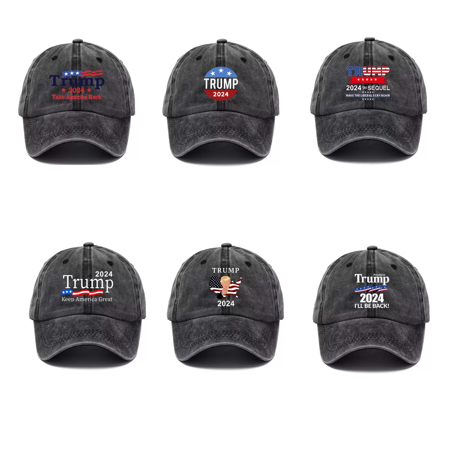 

Trump 2024 Printed Washed Baseball Cap Party Hats Dome Sun Cotton Hat With Adjustable Strap