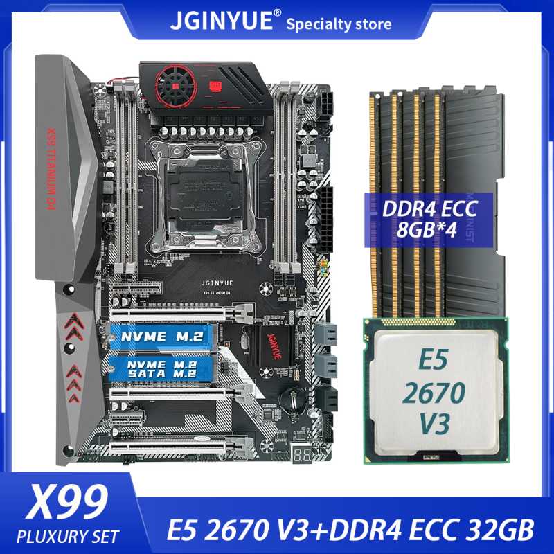 

Motherboards JINGYUE X99 Kit Motherboard LGA 2011-3 Set With E5 2670 V3 Processor 32GB(8G*4) DDR4 ECC RAM Memory M.2 NVME TITANIUM D4