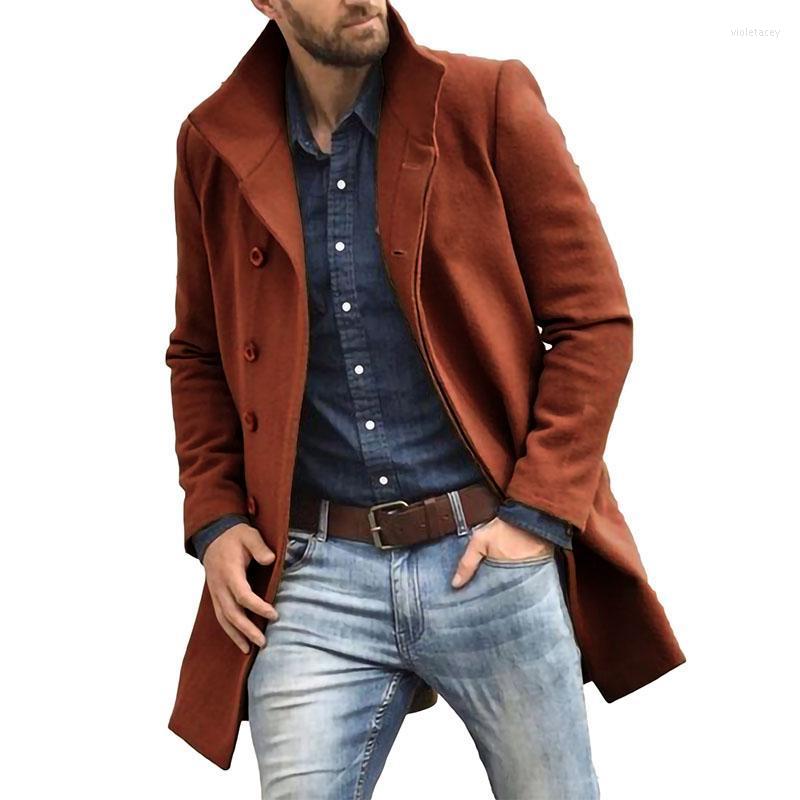 

Men' Trench Coats Men Trenchcoat 2022 Fashion Autumn Top Long Sleeve Stand Collar Coat Winter Streetwear Viol22, Black